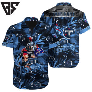 Personalized Tennessee Titans Warrior Leaves Hawaiian Shirt Personalized Tennessee Titans Warrior Leaves Hawaiian Shirt