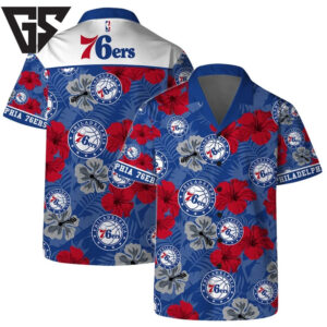 Philadelphia 76ers Hibiscus Bloom Hawaiian Shirt Philadelphia 76ers Hibiscus Bloom Hawaiian Shirt