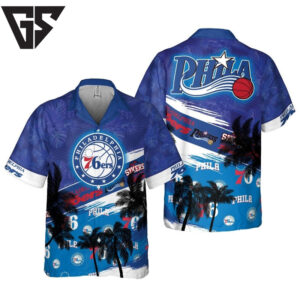 Philadelphia 76ers Tropical Coastline Hawaiian Shirt Philadelphia 76ers Tropical Coastline Hawaiian Shirt