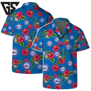 Philadelphia 76ers Tropical Hibiscus Hawaiian Shirt Philadelphia 76ers Tropical Hibiscus Hawaiian Shirt