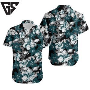 Philadelphia Eagles Bold Floral Camouflage Hawaiian Shirt