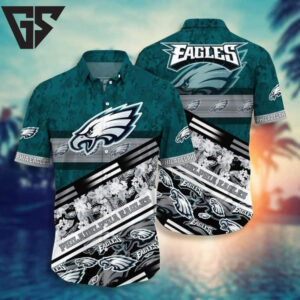 Philadelphia Eagles Bold Floral Stripes Hawaiian Shirt