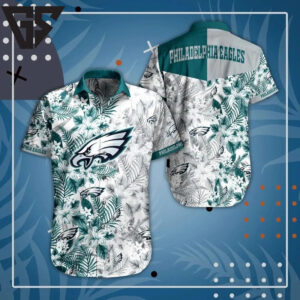 Philadelphia Eagles Floral Whiteout Hawaiian Shirt Philadelphia Eagles Floral Whiteout Hawaiian Shirt
