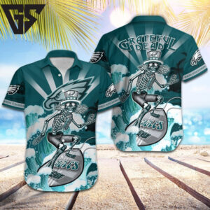 Philadelphia Eagles Grateful Dead Surfing Hawaiian Shirt Philadelphia Eagles Grateful Dead Surfing Hawaiian Shirt