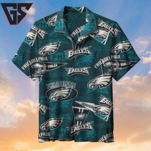 Philadelphia Eagles Heritage Collage Hawaiian Shirt Philadelphia Eagles Heritage Collage Hawaiian Shirt