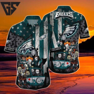Philadelphia Eagles Horror Roadtrip Hawaiian Shirt Philadelphia Eagles Horror Roadtrip Hawaiian Shirt