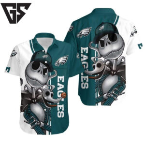 Philadelphia Eagles Jack Skellington Hawaiian Shirt Philadelphia Eagles Jack Skellington Hawaiian Shirt