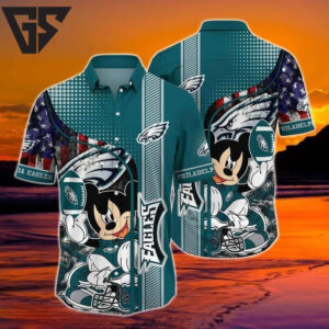 Philadelphia Eagles Mickey Gridiron Hawaiian Shirt Philadelphia Eagles Mickey Gridiron Hawaiian Shirt
