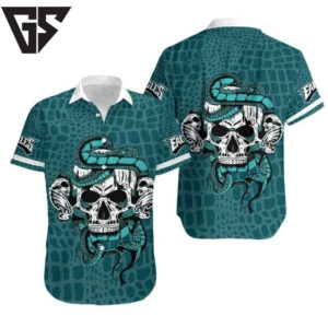 Philadelphia Eagles Skull & Serpent Hawaiian Shirt Philadelphia Eagles Skull & Serpent Hawaiian Shirt