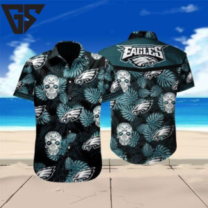 Philadelphia Eagles Sugar Skull Tropical Hawaiian Shirt Philadelphia Eagles Sugar Skull Tropical Hawaiian Shirt