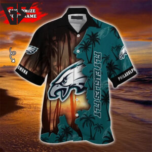 Philadelphia Eagles Sunset Paradise Hawaiian Shirt