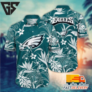 Philadelphia Eagles Tropical Paradise Floral Hawaiian Shirt Philadelphia Eagles Tropical Paradise Floral Hawaiian Shirt