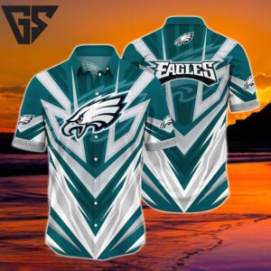 Philadelphia Eagles V-Shaped Geometric Hawaiian Shirt Philadelphia Eagles V-Shaped Geometric Hawaiian Shirt