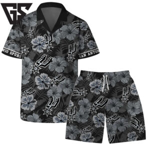 San Antonio Spurs Black Floral Hawaiian Shirt San Antonio Spurs Black Floral Hawaiian Shirt