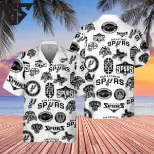 San Antonio Spurs Logo Collage Hawaiian Shirt San Antonio Spurs Logo Collage Hawaiian Shirt