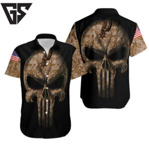 San Antonio Spurs Punisher Skull Hawaiian Shirt San Antonio Spurs Punisher Skull Hawaiian Shirt