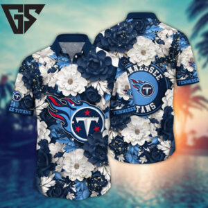 Tennessee Titans Bold Blooms Hawaiian Shirt Tennessee Titans Bold Blooms Hawaiian Shirt