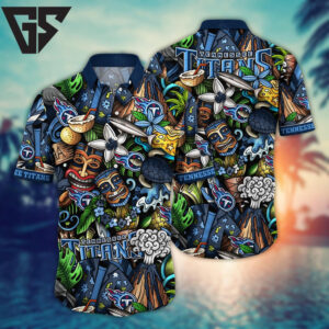 Tennessee Titans Midnight Blooms Hawaiian Shirt