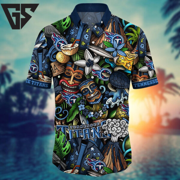 Tennessee Titans Midnight Blooms Hawaiian Shirt