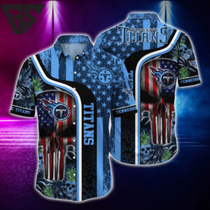 Tennessee Titans Patriot Skull Hawaiian Shirt Tennessee Titans Patriot Skull Hawaiian Shirt