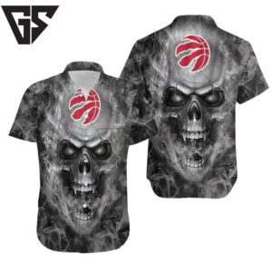 Toronto Raptors Skull Smoke Hawaiian Shirt Toronto Raptors Skull Smoke Hawaiian Shirt