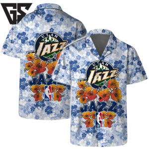Utah Jazz Floral Splash Hawaiian Shirt