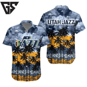 Utah Jazz Sunset Palm Hawaiian Shirt