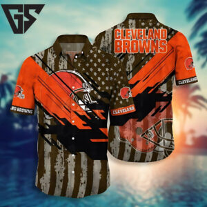 Cleveland Browns Flag Wave Hawaiian Shirt Cleveland Browns Flag Wave Hawaiian Shirt