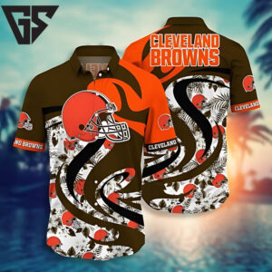 Cleveland Browns Flame Wave Hawaiian Shirt Cleveland Browns Flame Wave Hawaiian Shirt