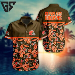 Cleveland Browns Floral Blitz Hawaiian Shirt Cleveland Browns Floral Blitz Hawaiian Shirt