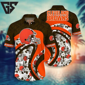 Cleveland Browns Floral Flow Hawaiian Shirt Cleveland Browns Floral Flow Hawaiian Shirt