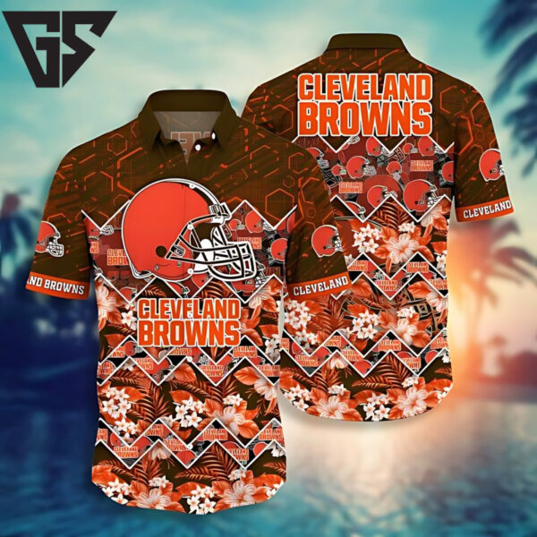 Cleveland Browns Geometric Floral Hawaiian Shirt