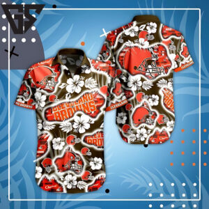 Cleveland Browns Hibiscus Splash Hawaiian Shirt Cleveland Browns Hibiscus Splash Hawaiian Shirt