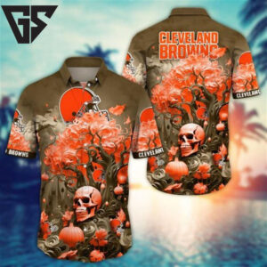 Cleveland Browns Skull Roots Hawaiian Shirt Cleveland Browns Skull Roots Hawaiian Shirt