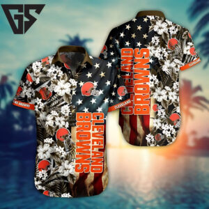 Cleveland Browns Stars & Stripes Hawaiian Shirt Cleveland Browns Stars & Stripes Hawaiian Shirt