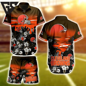 Cleveland Browns Sunset Drip Hawaiian Shirt Cleveland Browns Sunset Drip Hawaiian Shirt