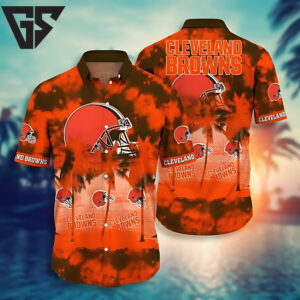 Cleveland Browns Tie-Dye Sunset Hawaiian Shirt Cleveland Browns Tie-Dye Sunset Hawaiian Shirt