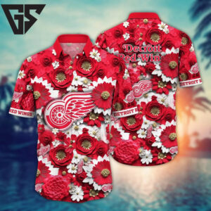 Detroit Red Wings Blooming Pride Hawaiian Shirt Detroit Red Wings Blooming Pride Hawaiian Shirt
