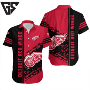 Detroit Red Wings Bold Stripe Hawaiian Shirt Detroit Red Wings Bold Stripe Hawaiian Shirt