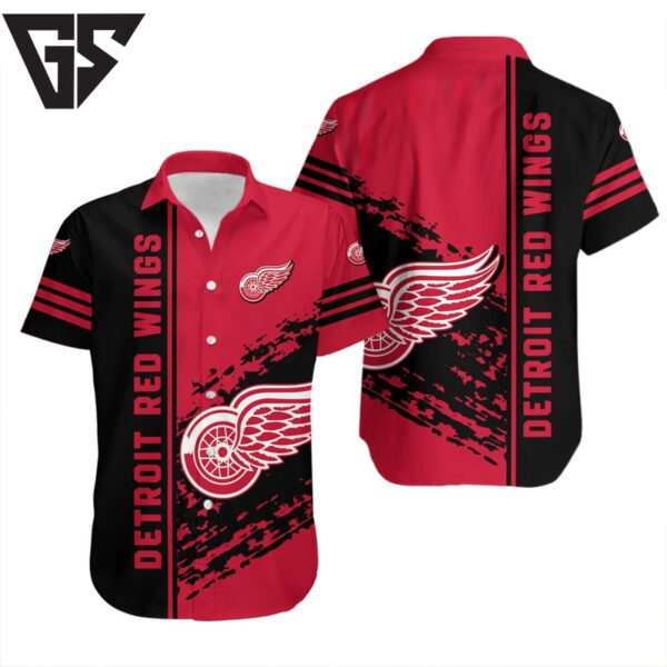 Detroit Red Wings Bold Stripe Hawaiian Shirt