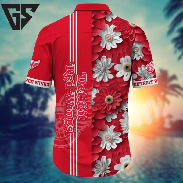 Detroit Red Wings Daisy Stripe Hawaiian Shirt