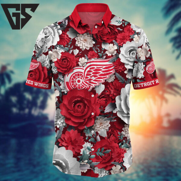 Detroit Red Wings Floral Majesty Hawaiian Shirt