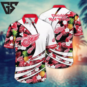 Detroit Red Wings Pineapple Paradise Hawaiian Shirt Detroit Red Wings Pineapple Paradise Hawaiian Shirt