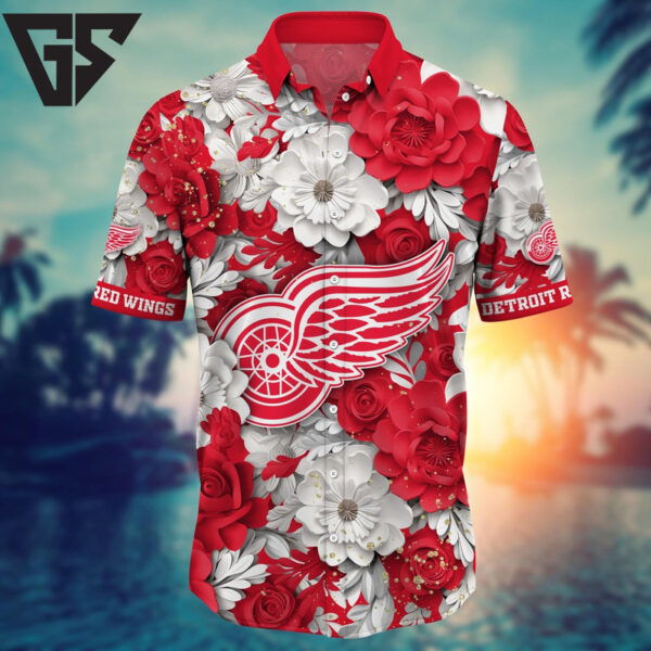 Detroit Red Wings Rose Elegance Hawaiian Shirt