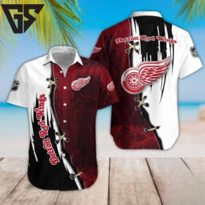 Detroit Red Wings Split Gradient Hawaiian Shirt Detroit Red Wings Split Gradient Hawaiian Shirt