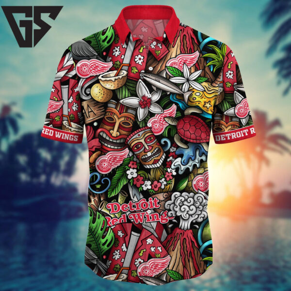 Detroit Red Wings Tiki Island Hawaiian Shirt