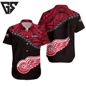 Detroit Red Wings Tribal Pride Hawaiian Shirt