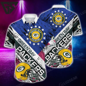 Green Bay Packers All-Star Stripes Hawaiian Shirt Green Bay Packers All-Star Stripes Hawaiian Shirt