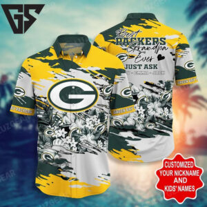Green Bay Packers Best Grandpa Floral Hawaiian Shirt Green Bay Packers Best Grandpa Floral Hawaiian Shirt