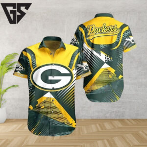 Green Bay Packers Bold Geometric Hawaiian Shirt Green Bay Packers Bold Geometric Hawaiian Shirt